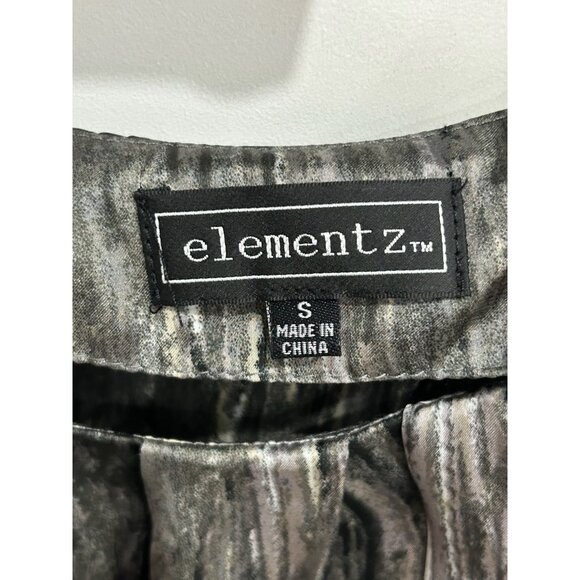 Elementz Womens Sleeveless Abstract Black Silver Print Peplum Dress Sz Small - Picture 6 of 10